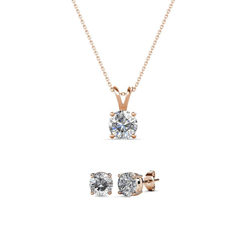 Parure Mary (1 collier + 1 pendentif + 2 boucles d’oreilles) ornées de 3 cristaux autrichiens de très hautes qualités - Livraison offerte