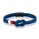 Bracelet tissé double corde avec drapeau français - Livraison offerte