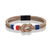Bracelet tissé double corde avec drapeau français - Livraison offerte