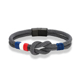 Bracelet tissé double corde avec drapeau français - Livraison offerte