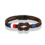Bracelet tissé double corde avec drapeau français - Livraison offerte