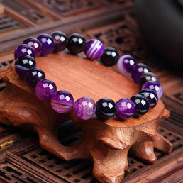 Bracelet "Spiritualité" en Agates Violette - Livraison offerte