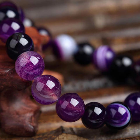 Bracelet "Spiritualité" en Agates Violette - Livraison offerte