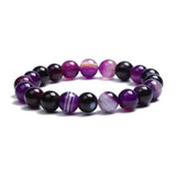 Bracelet "Spiritualité" en Agates Violette - Livraison offerte