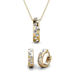 Parure Joy (1 collier + 1 pendentif + 2 boucles d’oreilles) ornées de 34 cristaux autrichiens de très hautes qualités - Livraison offerte