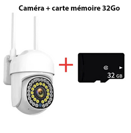 Caméra de surveillance étanche avec rotation à 360°+ carte mémoire 32Go offerte - Livraison offerte