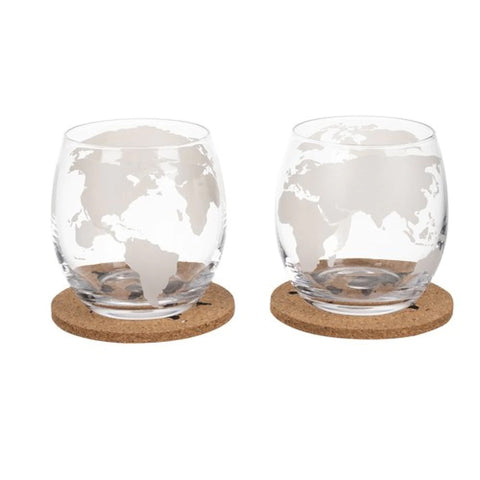 Verres à Whisky 300 Ml Avec Sous-verres Rotatifs - Lot De 2, Cristal Et Bois, Design Sphérique Tournant - 3