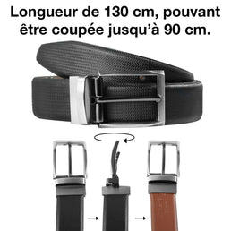 Ceinture réversible en cuir avec changement de couleur - Livraison offerte