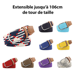Ceinture extensible tressée en élastique pour homme et femme - Livraison offerte