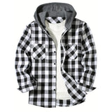 Chemise chaude à carreaux à capuche pour homme - Livraison offerte