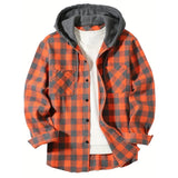Chemise chaude à carreaux à capuche pour homme - Livraison offerte