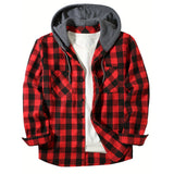 Chemise chaude à carreaux à capuche pour homme - Livraison offerte