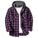 Chemise chaude à carreaux à capuche pour homme - Livraison offerte