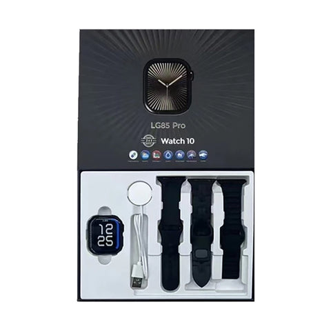 Coffret Montre connectée noire avec 3 bracelets Compatible tous Smartphones - Livraison offerte