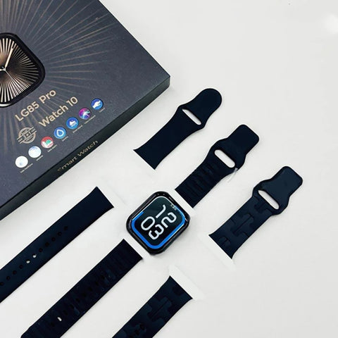 Coffret Montre connectée noire avec 3 bracelets Compatible tous Smartphones - Livraison offerte