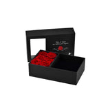 Collier coeur orné de Zirconium livré dans une boîte à bijoux avec 6 roses éternelles rouge - Livraison offerte