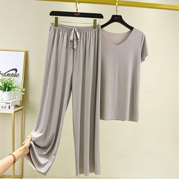Ensemble 2 pièces : 1 haut + 1 pantalon coupe ample pour femme - Livraison offerte