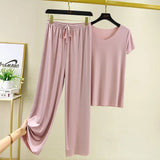Ensemble 2 pièces : 1 haut + 1 pantalon coupe ample pour femme - Livraison offerte