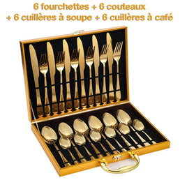 Ensemble de couverts dorés 24 pièces - Livraison offerte