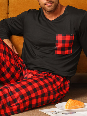 Ensemble de pyjama à carreaux pour homme (2 pièces) collection saison hiver - Livraison offerte