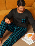 Ensemble de pyjama à carreaux pour homme (2 pièces) collection saison hiver - Livraison offerte