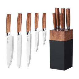 Ensemble de 5 couteaux de cuisine en acier inoxydable avec support élégant- Livraison offerte
