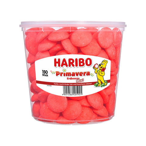 Lot d’une boîte de 150 fraises Haribo + lot d’une boîte de 150 pieces kiss-cola Haribo - Livraison offerte