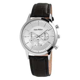 Montre à quartz pour homme avec bracelet en cuir - Livraison offerte