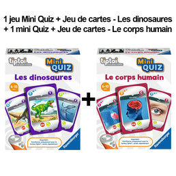 1 jeu Mini Quiz + Jeu de cartes - Les dinosaures + 1 mini Quiz + Jeu de cartes - Le corps humain - Livraison offerte