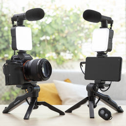 Kit video blogging avec lumière, micro , trépied et télécommande - Lot 6 pièces - Livraison offerte