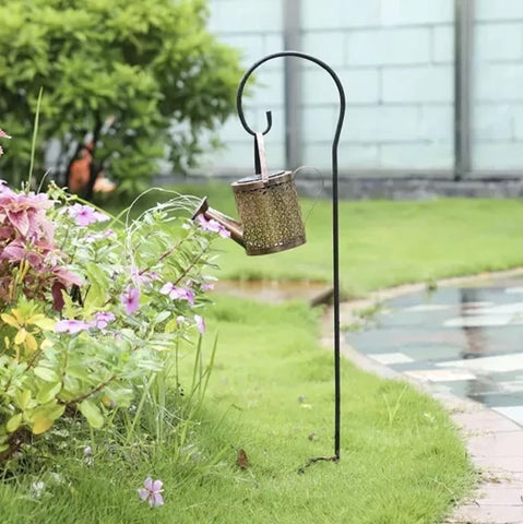 Lampe de jardin solaire avec eclairage LED en forme d’arrosoir avec tige incluse - Livraison offerte