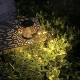 Lampe de jardin solaire avec eclairage LED en forme d’arrosoir avec tige incluse - Livraison offerte