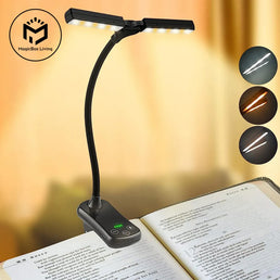 Lampe de lecture portable à double tête avec 14 LED rechargeable USB - Livraison offerte