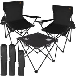 Lot de 2 chaises pliantes + 1 table pliante d’extérieur - Idéal pour le jardin, le camping, la pêche… Livraison offerte