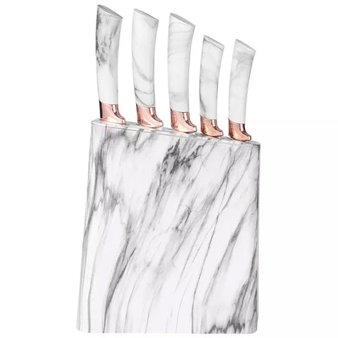 Lot de 5 couteaux de cuisine en acier + Socle design - Livraison offerte