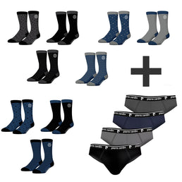 1 Lot de 9 paires de chaussettes de ville Serge Blanco en coton peigné + 1 Lot de 4 slips Pierre Cardin - Livraison offerte