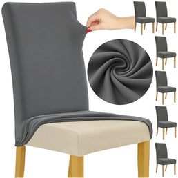 Lot de 6 housses de chaise en velours gris foncé -  65x40x35 cm - Livraison offerte