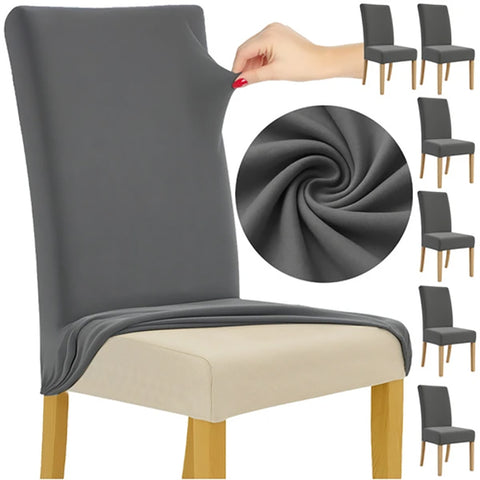 Lot de 6 housses de chaise en velours gris foncé -  65x40x35 cm - Livraison offerte