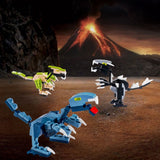 1 Train À Piles Dinosaure : 1 Locomotive + 1 Wagon + 2 Dinosaures Et Chargement + Mini Dino : Dinosaure En Briques À Construire + Jeu Mini Quiz + Jeu De Cartes - Les Dinosaures - Livraison Offerte