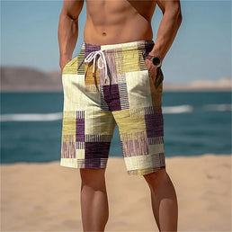 Short de plage à séchage rapide avec patchwork imprimé - Livraison offerte
