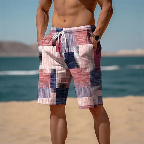 Short de plage à séchage rapide avec patchwork imprimé - Livraison offerte