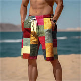 Short de plage à séchage rapide avec patchwork imprimé - Livraison offerte