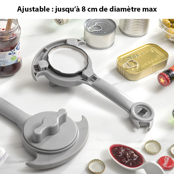 Ouvre-boîte 7 En 1 Candora - Décapsuleur, Ouvre-bocal, Aiguise-couteaux, Multifonction Blanc/vert