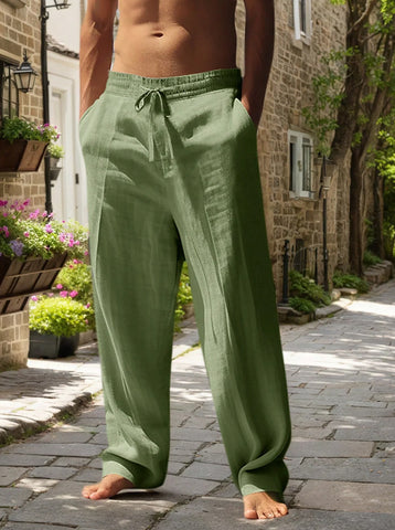 Pantalon léger respirant en coton chanvre pour homme - Livraison offerte