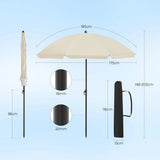 Parasol de page et de jardin résistant aux UV 175 cm de diamètre avec housse de protection - Livraison offerte