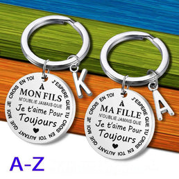 Porte Clef Je t’aime pour mon fils ou ma fille avec initiale - Livraison offerte