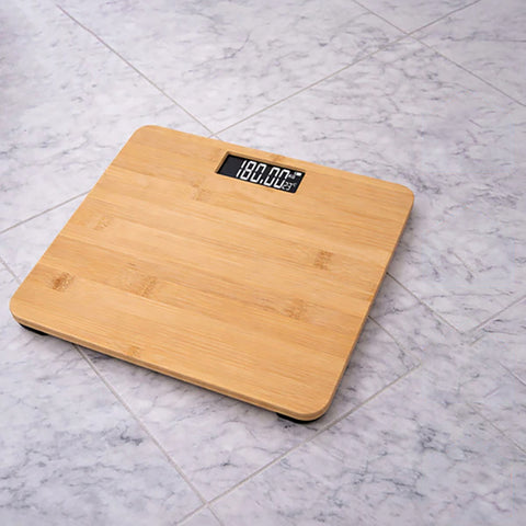 Pèse-personne en bambou avec écran LCD - Jusqu’à 180 kilos - Livraison offerte