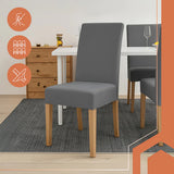 Lot de 6 housses de chaise en velours gris foncé -  65x40x35 cm - Livraison offerte