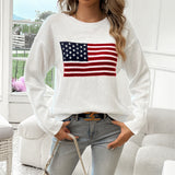 Pull à manches longues avec drapeau américain pour femme - Livraison offerte