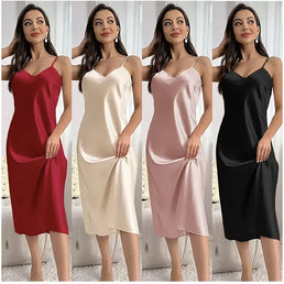 Robe de nuit longue satinée - Livraison offerte